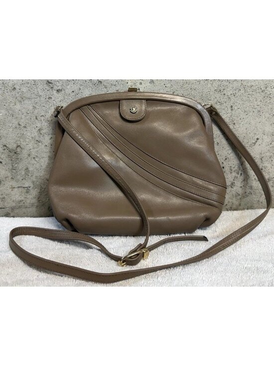 John Romain Handbags - Vintage John Romain Beige Tan Leather Small Crossbody Handbag Purse Shoulder Bag